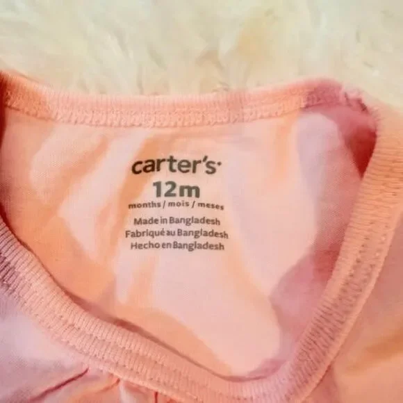 Toddler Girl Outfit Bundle 12M Pink Black Tops Carter’s (2 Piece Set) - Picture 5 of 5